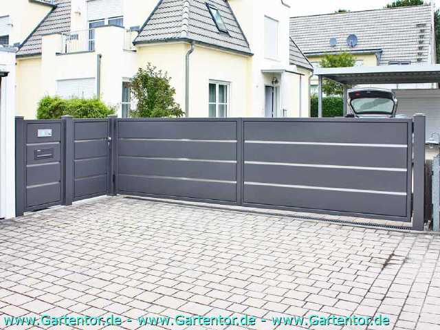 Gartentor Hoftor Tor Metall Monaco-GT300/188R BB Blickdicht Riegel Feuer  Verzinkt 300 cm breit 180 / 230 cm hoch Rundbogen