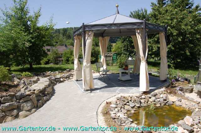 Gartenpavillon metall wetterfest sechskant 1