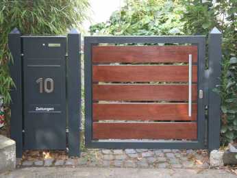 Gartentor Metall mit Holzf&uuml;llung